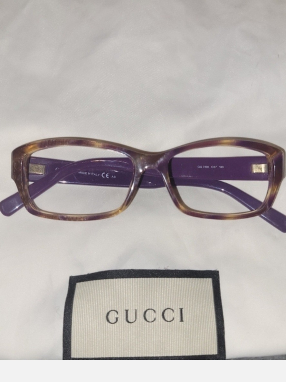 Gucci Purple and Tortoiseshell Women's Rectangular Glasses